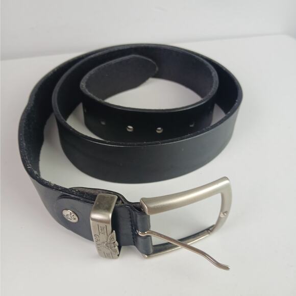 GP & Max Italy Men's SZ 44 Genuine Leather Belt in Black 1.25" Silver Buckle NEW - Picture 3 of 6